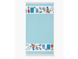 Hamam handdoek pareo Grieks tafereel lichtblauw