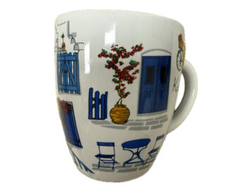 Grieks koffiekopje blauwe deuren