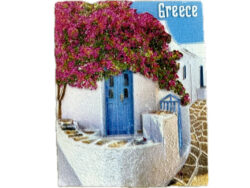Grieks magneetje huis met bougainville